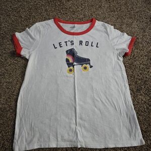Let's Roll Kids T-Shirt - White with Red Accents
